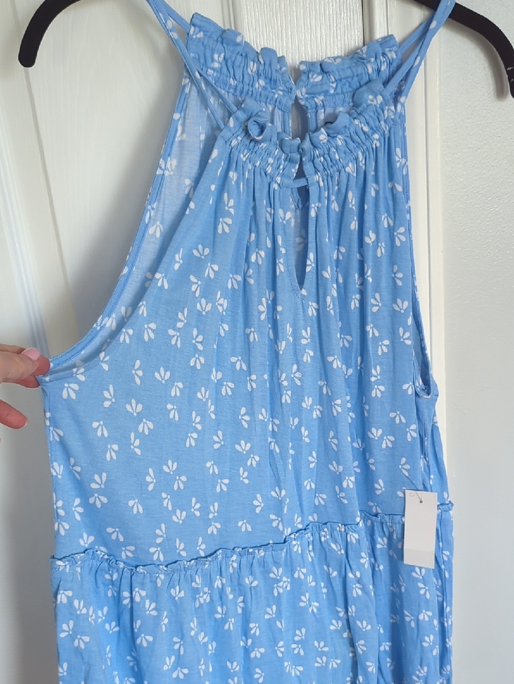 LOFT Outlet Sky Blue Floral sleeveless Top
